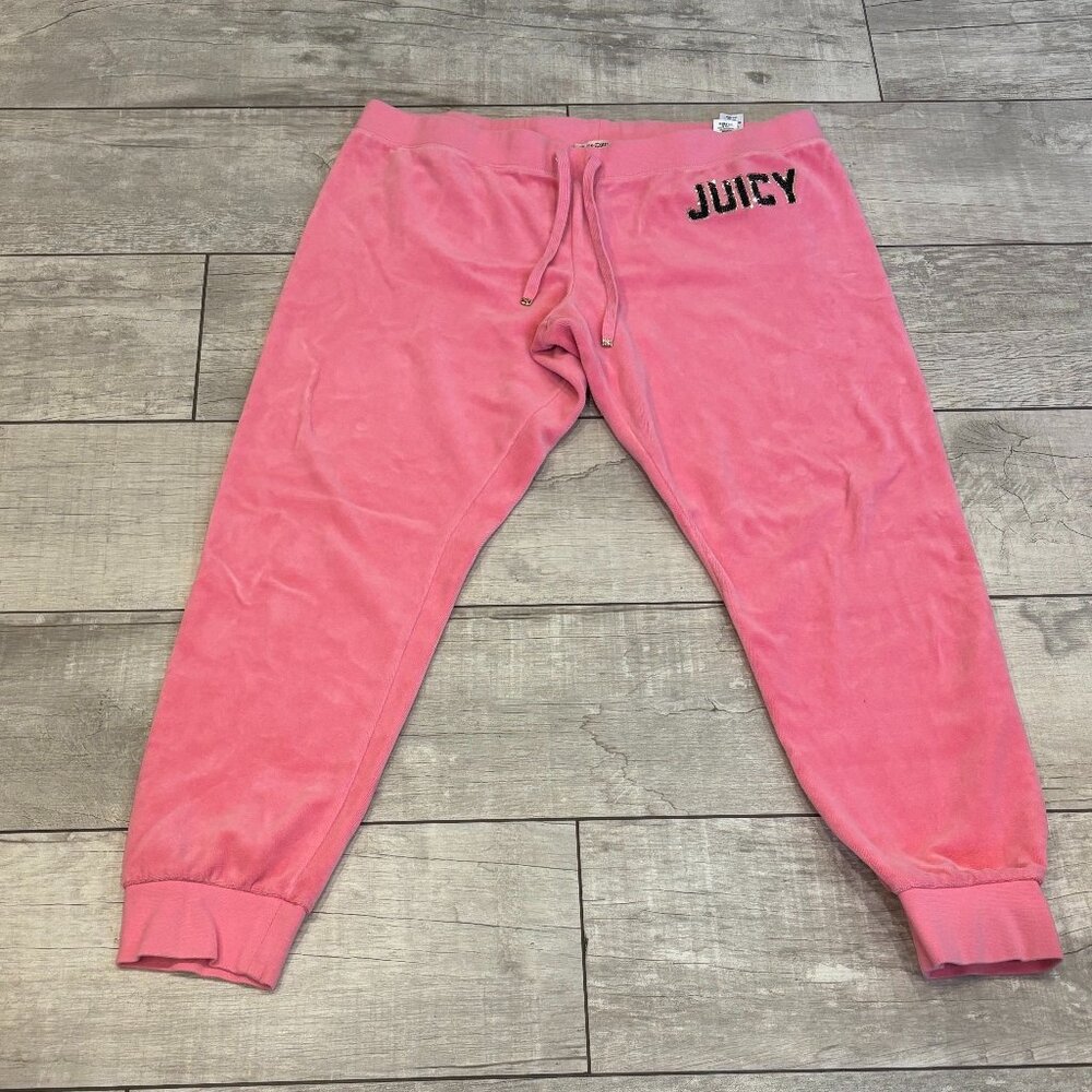 Juicy Couture Women's XL Velour Track Pants Hot‎ Pink Retro Y2K Bling Athleisure